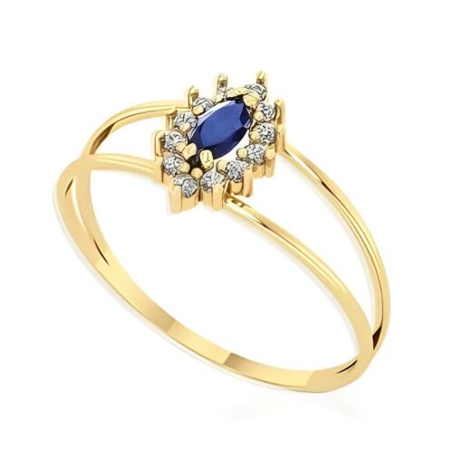 Anel Formatura Ouro 18K Com Zircônia Navete 2,5x5 MM