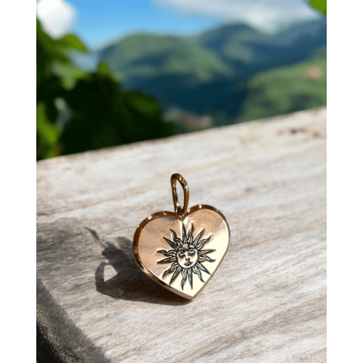 Pingente Banhado A Ouro 18K Coração Sol