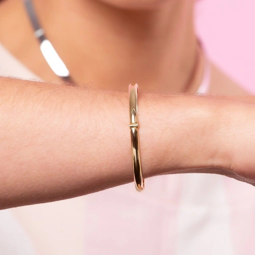 Bracelete Banho de Ouro 18k Liso Com 4 MM