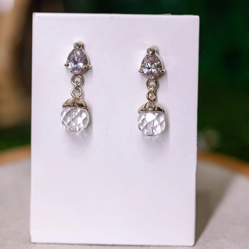 Brinco Prata 925 Cristal Sintético Com Zircônia Branca