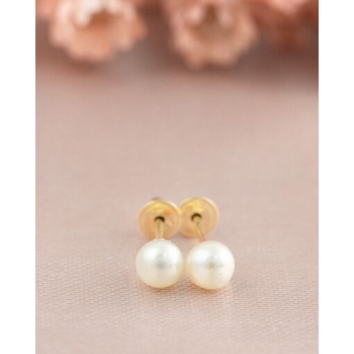 Brinco Ouro 18K Pérola 5MM