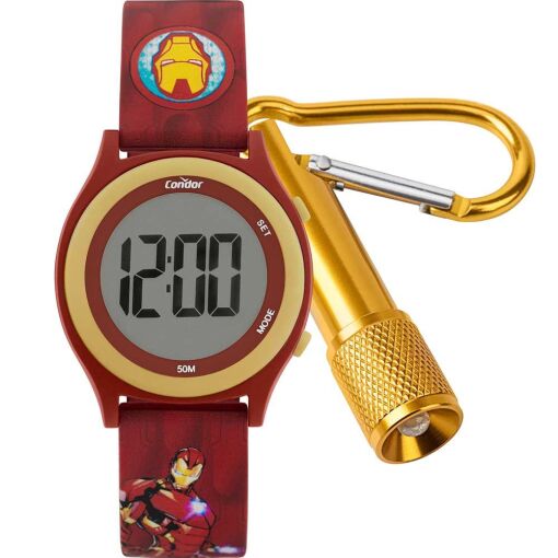 Kit Relógio Infantil Marvel Avengers Lanterna COBJ3572AF/K8R
