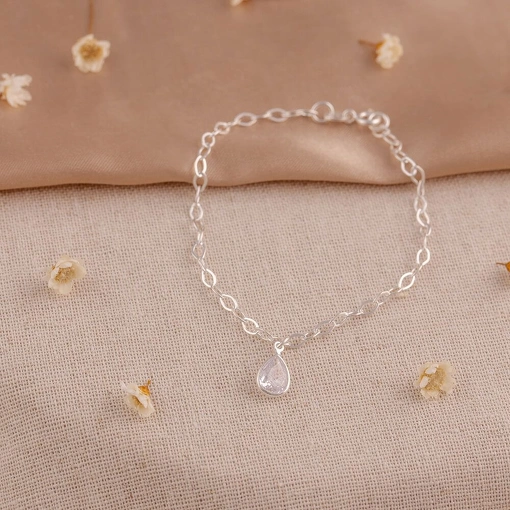 Pulseira Prata 925 Gota Com Zircônia Branca