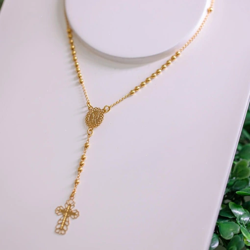 Colar Terço Banhado a Ouro 18K