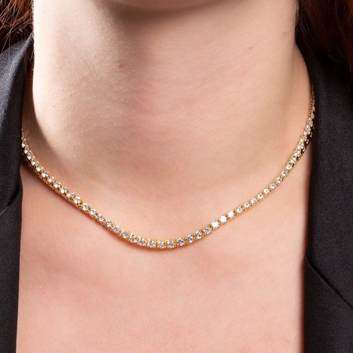 Colar Riviera Com Zircônia no Banho de Ouro 18k