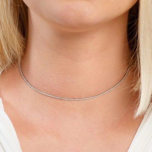 Choker Riviera Com Zircônia Branca Banhada a Ródio Branco