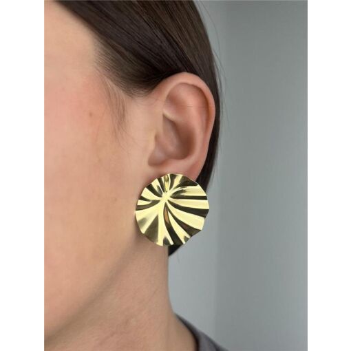 BRINCO CHAPA LISA COM AMASSADOS RETOS | BANHADO EM OURO 18K