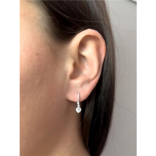 BRINCO ARGOLA CLICK PG CORAÇÃO CRISTAL 5MM | BANHO DE PRATA
