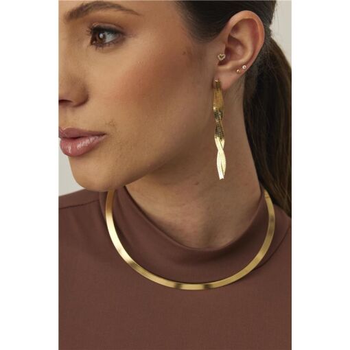 BRINCO FITAS ENTRELAÇADA | BANHADO EM OURO 18K