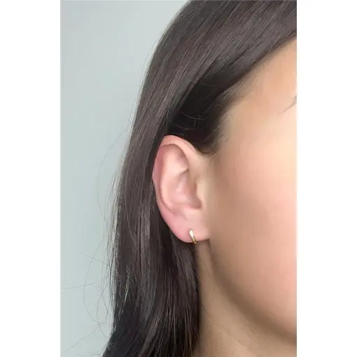 ARGOLA 8MM FRENTE CRAVEJADO ARO LISO | BANHADO EM OURO 18K