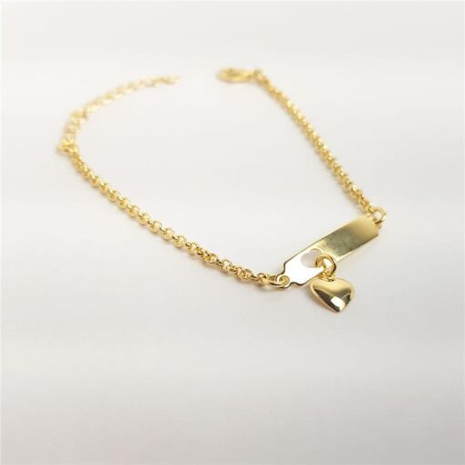 PULSEIRA ELO PORTUGUÊS  PLACA  RETANGULAR CORAÇÃO VAZADADO  PG C