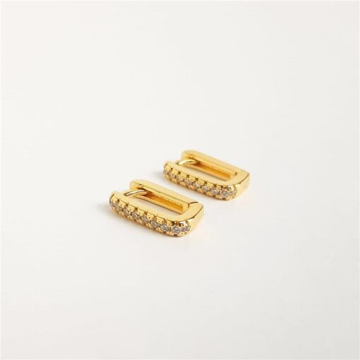 ARGOLA 8MM RETANGULAR FILETE CRAVEJADO | BANHADO EM OURO 18K