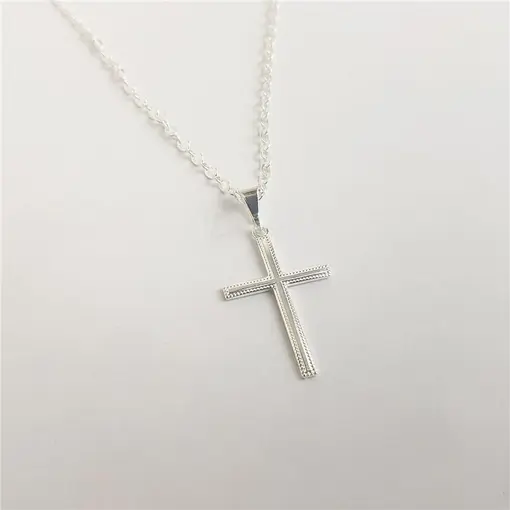 COLAR ELO BAILARINA PINGENTE CRUZ LISA DETALHES TEXTURIZADO | BA