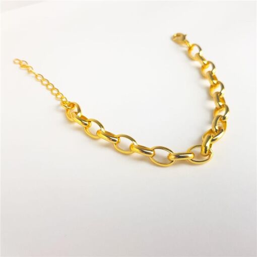 PULSEIRA EM ELOS OVAIS LISO | BANHADO EM OURO 18K