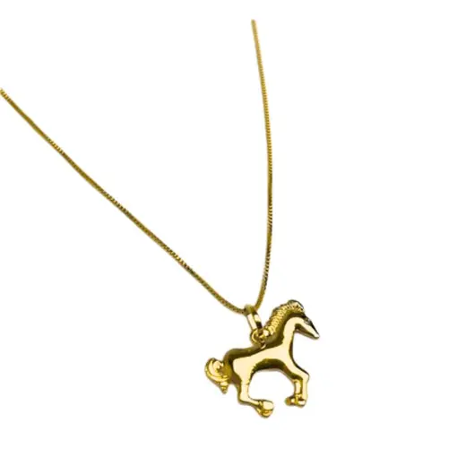 COLAR VENEZIANA PINGENTE CAVALO LISO COM ZIRCÔNIA OLHO 2,2CM | B