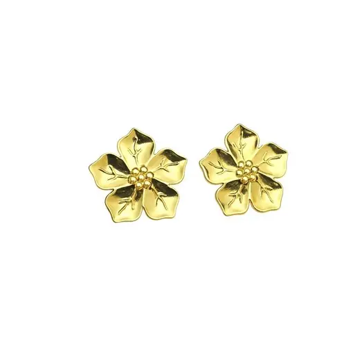 BRINCO  FLOR CHAPA LISA COM TEXTURAS EM DETALES | BANHADO EM OUR