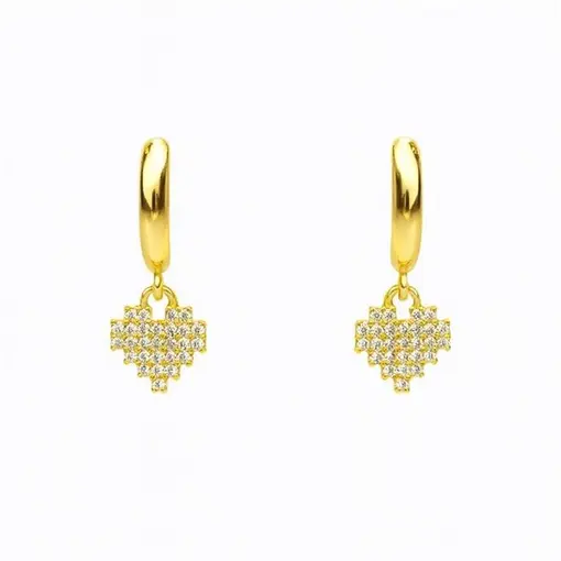 ARGOLA LISA PINGENTE 7MM CORAÇÃO CRAVEJADO| BANHADO EM OURO 18K