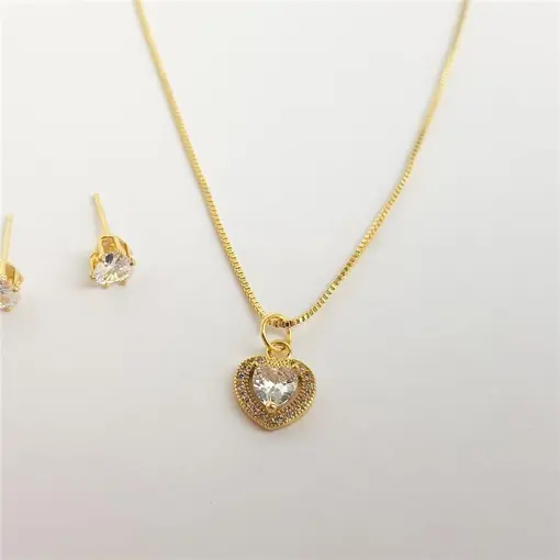 CONJUNTO CL 45+5CM VENEZ PG 8MM CORACAO CRISTAL REDOR CRAV  BR C