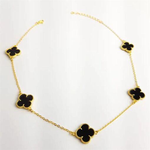 CHOKER 35+5CM MINI ELOS C/ 5 TREVOS RESINA PRETA
