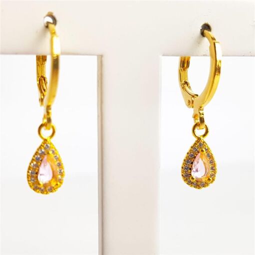 ARGOLA COM PINGENTE GOTA REDOR CRAVEJADO | 9MM | BANHADO EM OURO