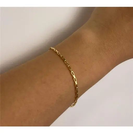 PULSEIRA MASCULINA ELO CADEADO 2MM | BANHADO EM OURO 18K