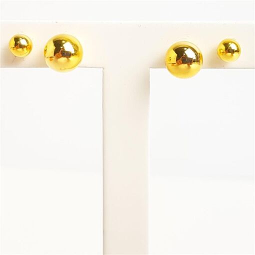 DUPLA ESFERA LISA COM TARRAXA|5MM/4MM|BANHADO EM OURO 18K