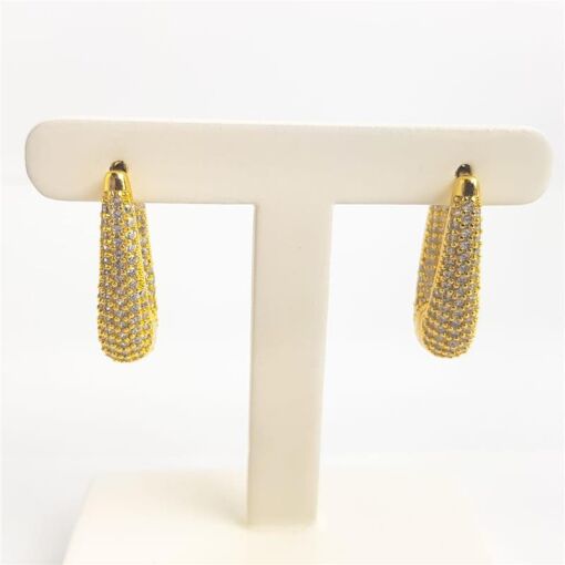 ARGOLA CRAVEJAÇÃO INTERNA EM ZIRCÔNIAS CRISTAL | 2,7CM | BANHADO