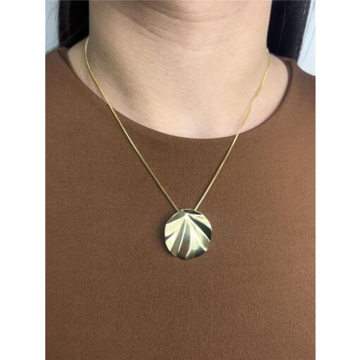 COLAR VENEZIANA PG ARREDONDADO AMASSADO | BANHADO EM OURO 18K
