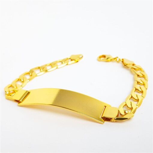 PULSEIRA MASCULINA ELO GRUMET PLACA RETANGULAR LISA1,2CM |  21CM