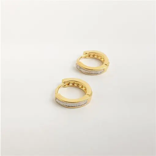 ARGOLA DOURADA DETALHE MEIO PRATA FALSA ZIRCONIA | BANHADO EM OU