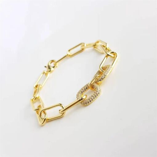 PULSEIRA ELOS CARTIER 2 ELOS QUADRADOS CRAV| 19,5CM|BANHADO EM O