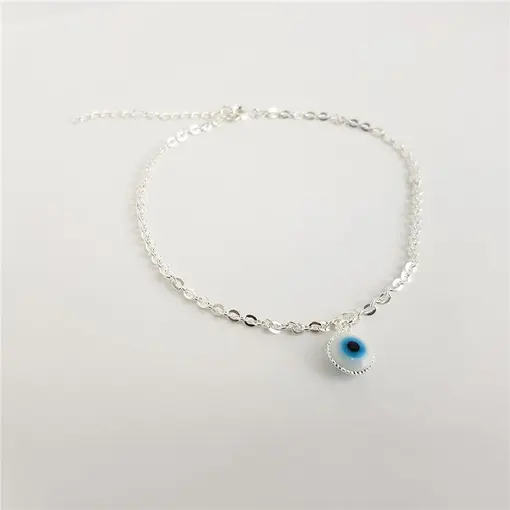 TORNOZELEIRA ELO BAILARINA GROSSO PINGENTE CENTRO OLHO GREGO 9MM