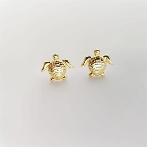 BRINCO TARTARUGA LISA E TEXTURIZADA C/ZIRC| 1,3CM|BANHADO EM OUR