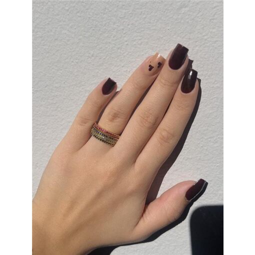 ANEL 4 AROS FRENTE CRAVEJADO ROSA/AZUL/PRETO/VERDE | BANHADO EM