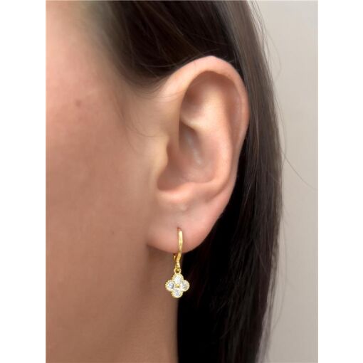 ARGOLA CLICK 1,5CM PG TREVO ZIRCÔNIA 1CM | BANHADO EM OURO 18K
