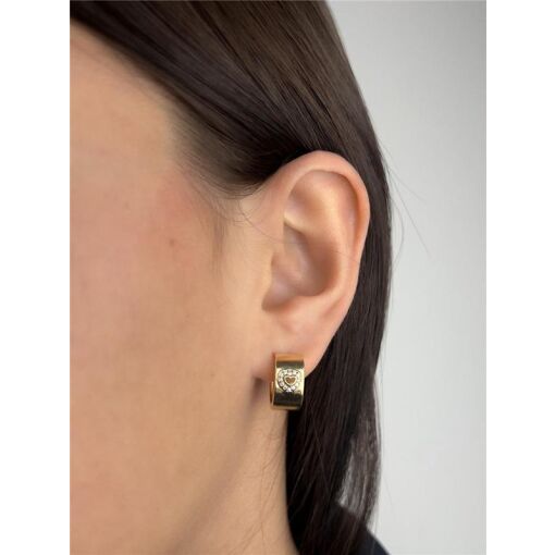ARGOLA LISA CORAÇÃO CRAVEJADO VAZADO | BANHADO EM OURO 18K