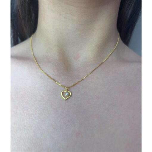 COLAR 40+5 COM VENEZIANA PG CORAÇÃO CHAPA  LISO COM MINI PÉROLA