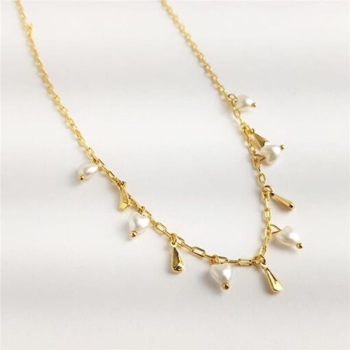 COLAR ELO CARTIER 5 GOTAS DOURADAS 6PÉROLAS CORAÇÃO | BANHADO EM
