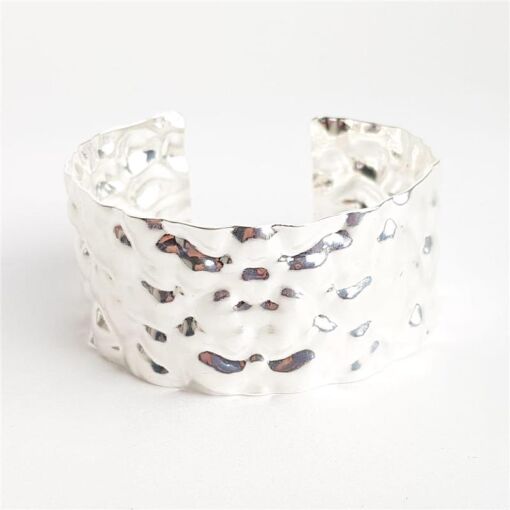 BRACELETE ARO ABERTO ONDULADO CHAPA LISA | 2,5CM |  BANHO DE PRA