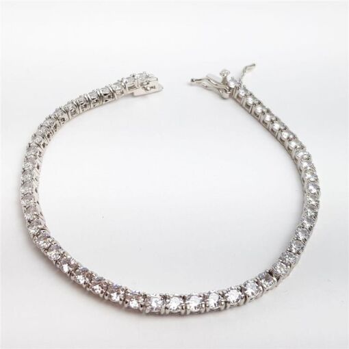 PULSEIRA RIVIEIRA CRISTAL BANHO EM RÓDIO BRANCO | 18CM