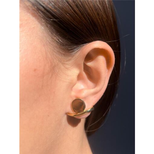 BRINCO EAR HOOK ARO LISO CHAPA REDONDA LISA | BANHADO EM OURO 18