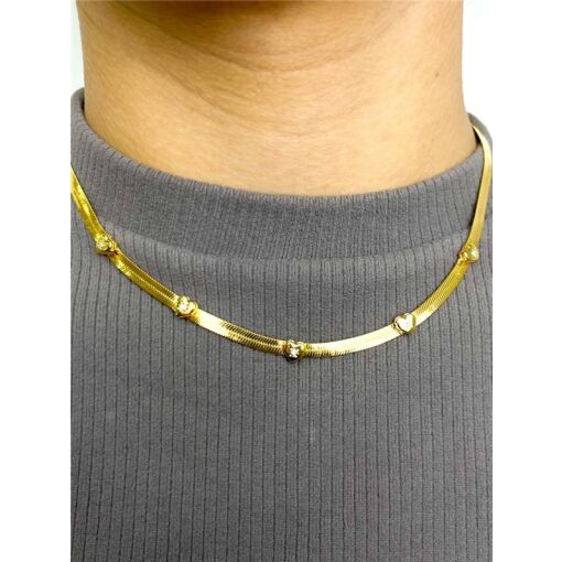 COLAR FITA 4MM 5 CORAÇÕES COM PONTO DE LUZ NO CENTRO | 30+10CM |