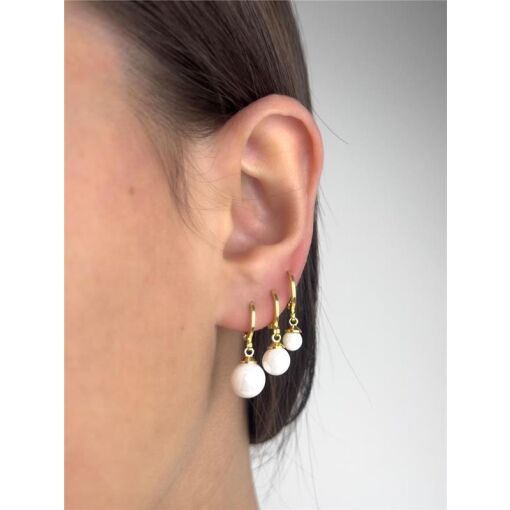 TRIO DE ARGOLAS CLICK LISA PG PÉROLAS  | BANHADO EM OURO 18K