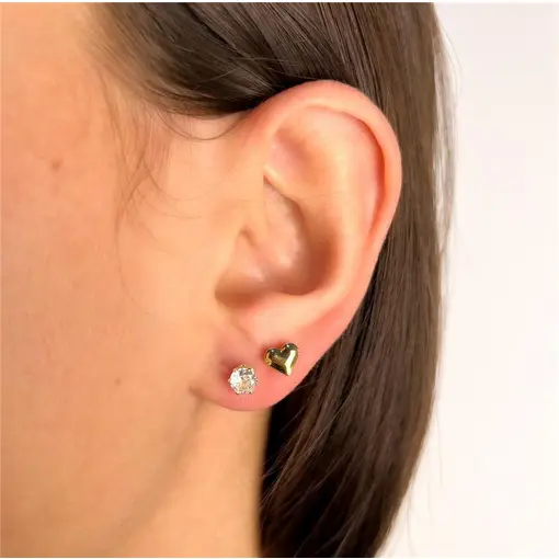 DUPLA CORAÇÃO LISO X PONTO DE LUZ 5MM | BANHADO EM OURO 18K