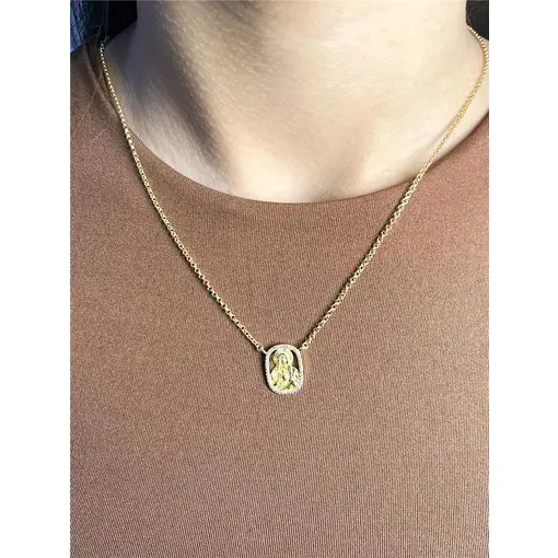 ESCAPULÁRIO ELO PORTUGUÊS PLACA SAGRADO CORAÇÃO DE JESUS/ NOSSA