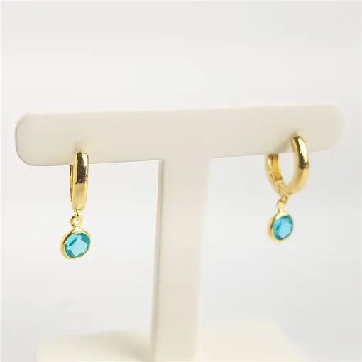 ARGOLA 3MM PG PONTO LUZ AZUL| BANHADO EM OURO 18K