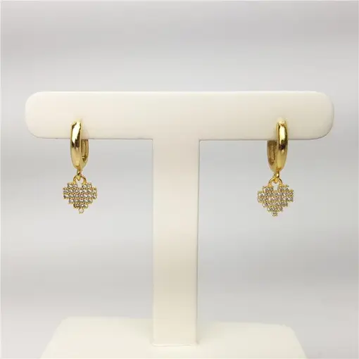 ARGOLA LISA PINGENTE 7MM CORAÇÃO CRAVEJADO| BANHADO EM OURO 18K