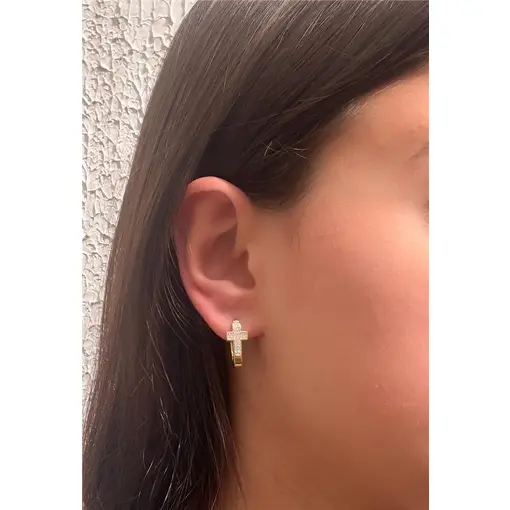ARGOLA RETANGULAR ARO 3MM LISO FRENTE CRUZ CRAVEJADA | BANHADO E