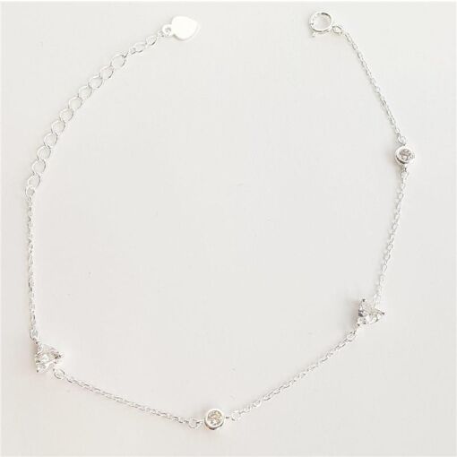 PULSEIRA  ELO BAILARINA PONTO DE LUZ E CORAÇÃO CRISTAL|  16+4CM|