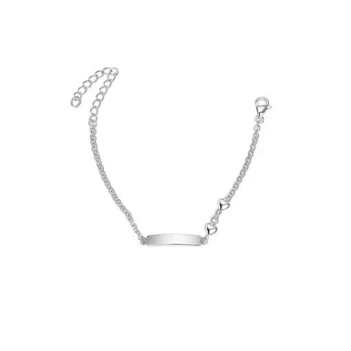 PULSEIRA INFANTIL ELO PORTUGUÊS CENTRO PLACA LISA CORAÇÃO VAZADA